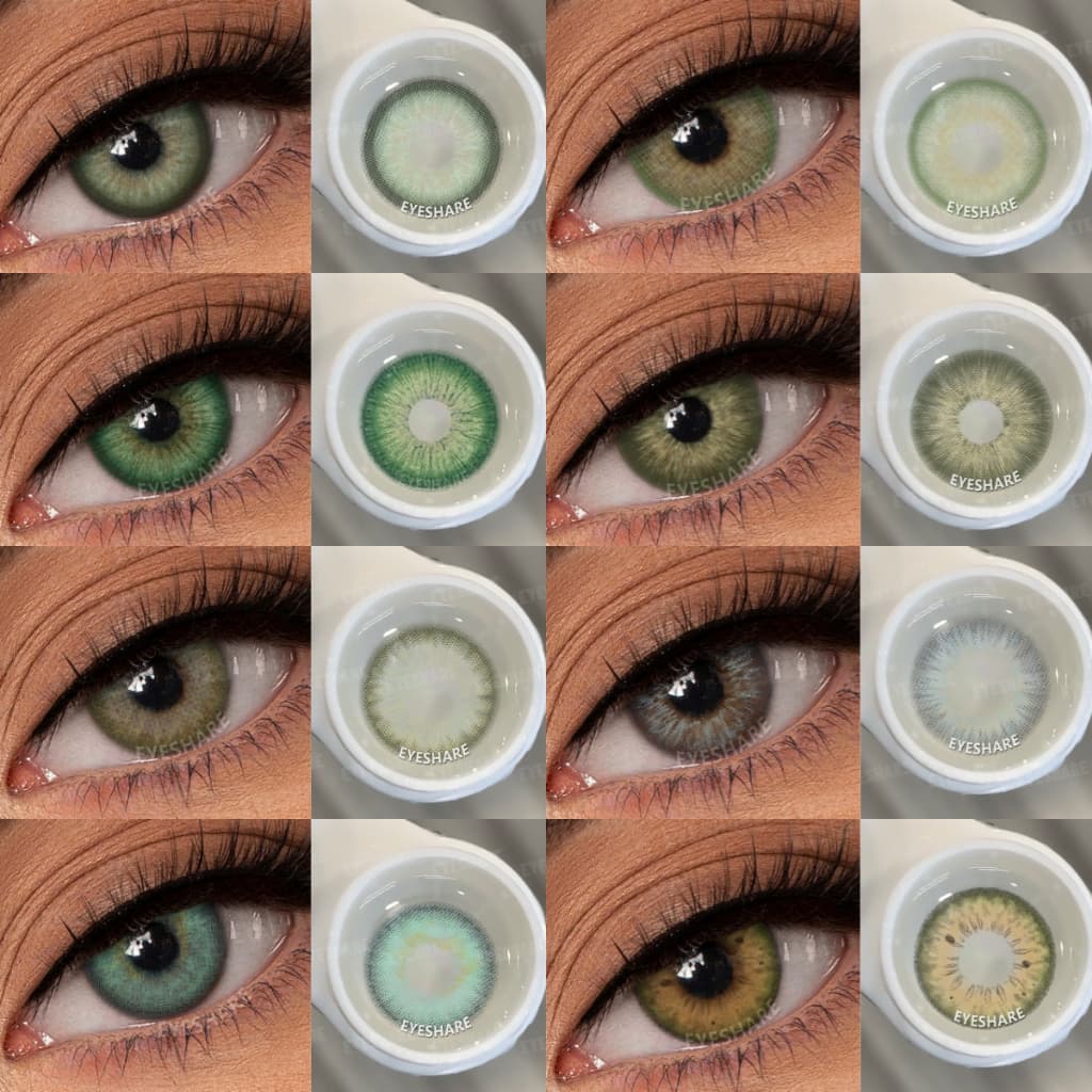 Lentes De Contato Coloridas Série Verde Com Estojo Envio Rápido De Verdes Da Moda Brasileira