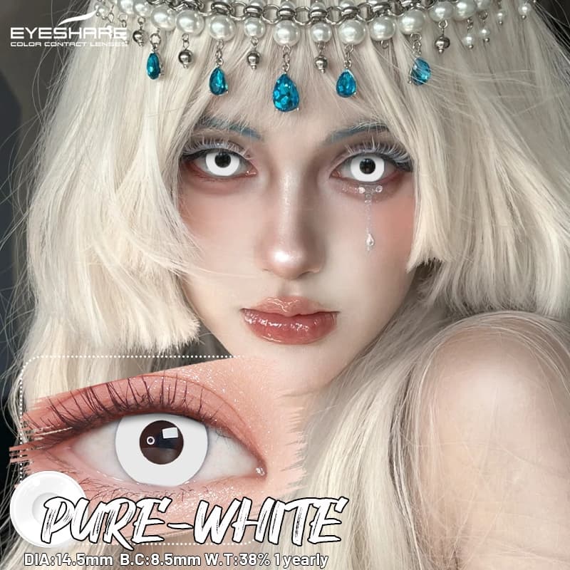 Lentes De Contato De Cor Branca Pura De Halloween Loucas Suavizam O Navio Do Brasil