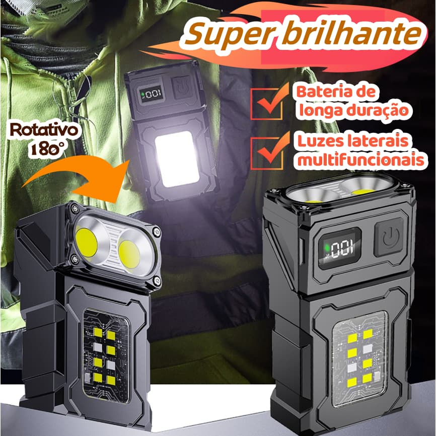 Lanterna De Chaveiro, Luz De Trabalho Portátil Recarregável USB Super Brilhante Clipe De Chapéu À Prova D'água