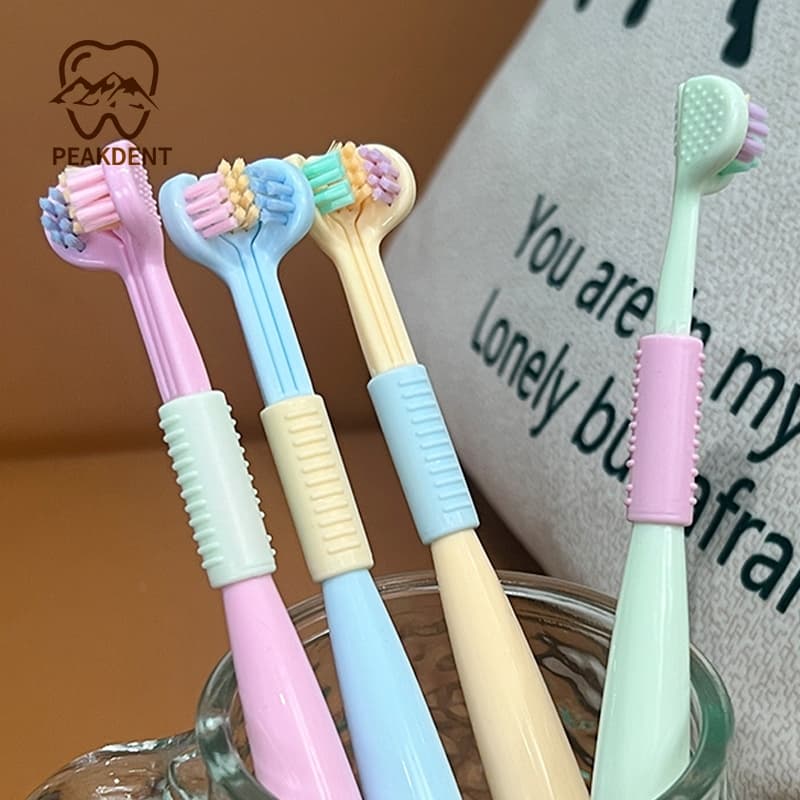 Cuidados De Saúde Oral Para Bebês Crianças 360 ° Escova Limpa Dentes , Três Lados , Cor Doce , De Macia , Dentários De 3