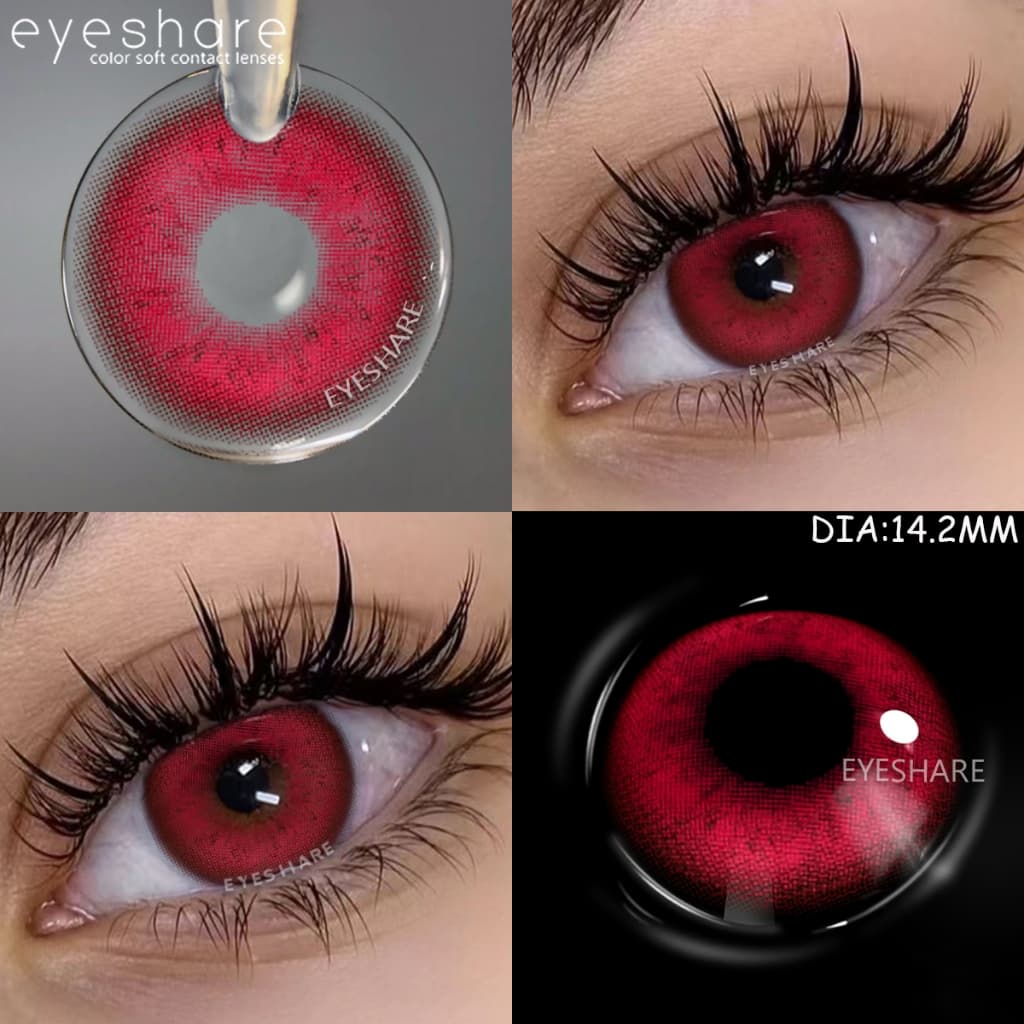 EYESHARE Lentes De Contato De Cor Vermelha Para Olhos cosplay Anime Acessórios Loucos Halloween softlenses Navio Do Bras