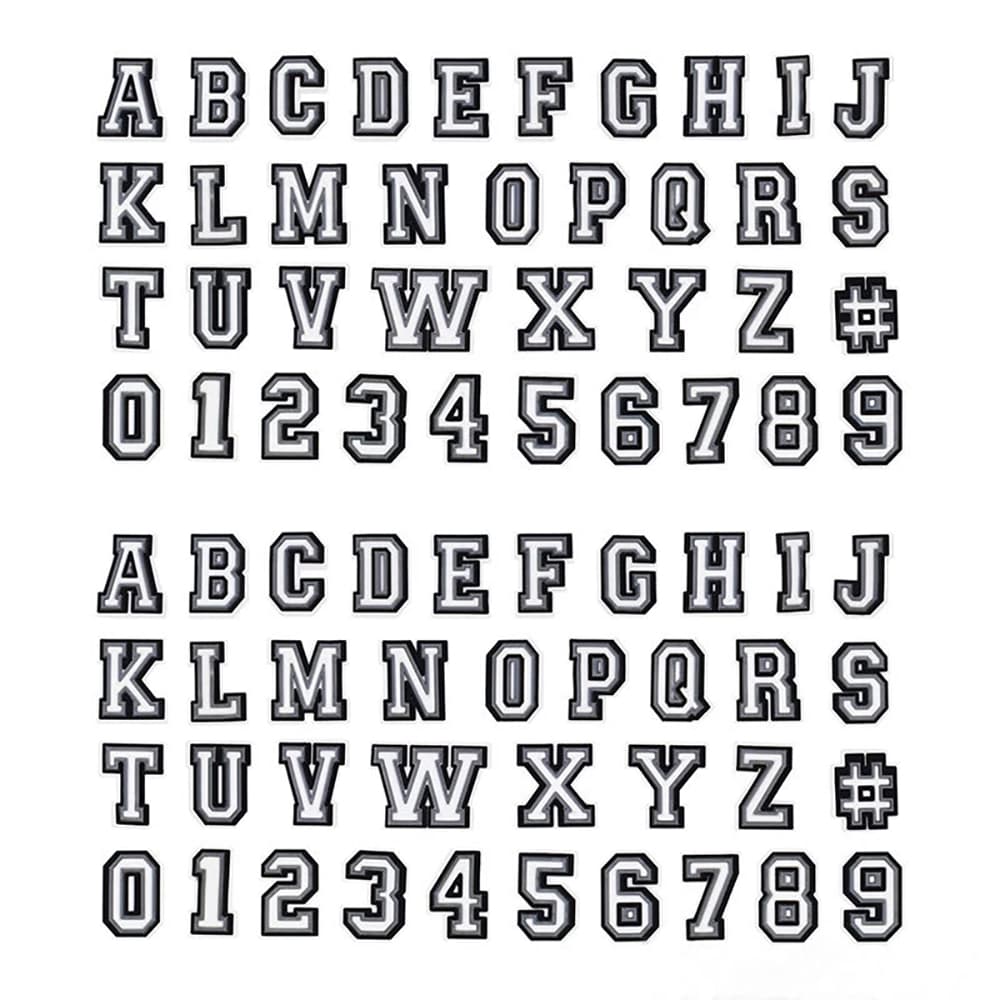 MEIDJ 1 Peça Letras Pretas E Brancas Amuletos De Sapato Decrations Sandálias De Desenho Animado Fivela Botão De Acessóri