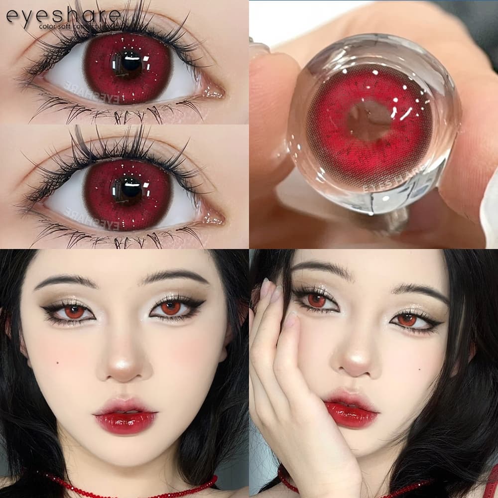 EYESHARE Envio Do Brasil 1 Par De Lentes De Contato Coloridas Vermelhas Azuis Rápido Anual
