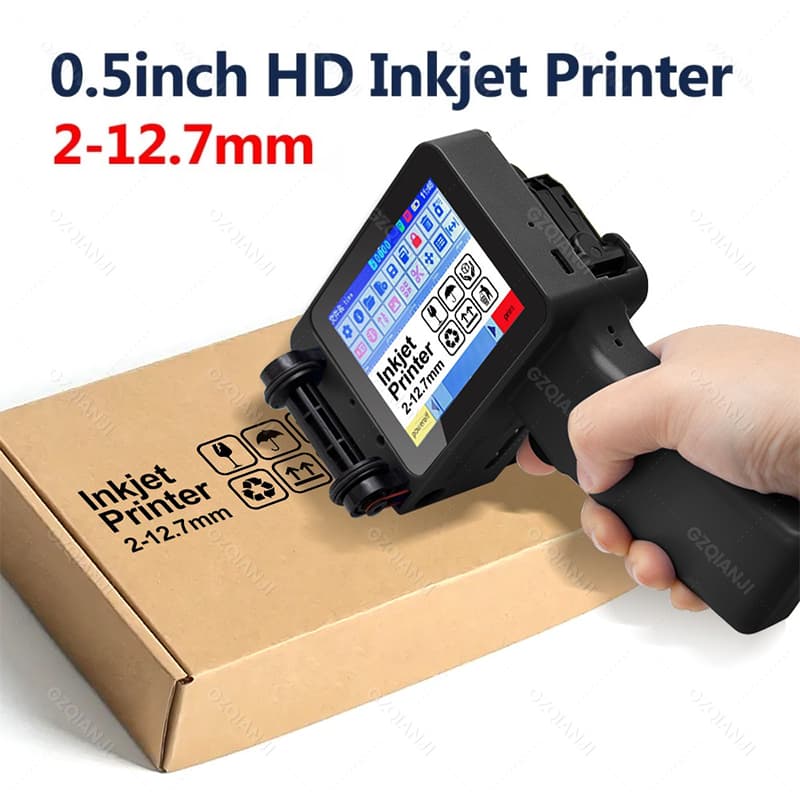 Impressora Portátil de Mão 12.7mm Inkjet para Texto QR Código de Barras Lote Logotipo Data