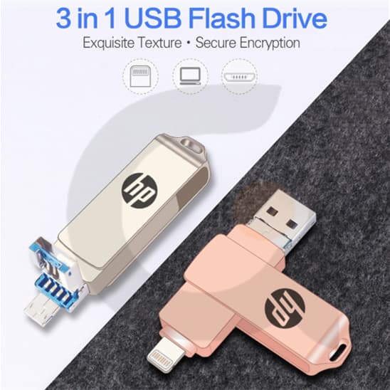 USB 3.0 HP 3 Em 1 Giratório OTG Memória De Metal Personalizado Varanda Disco De Dados De Computador De 1 Tb