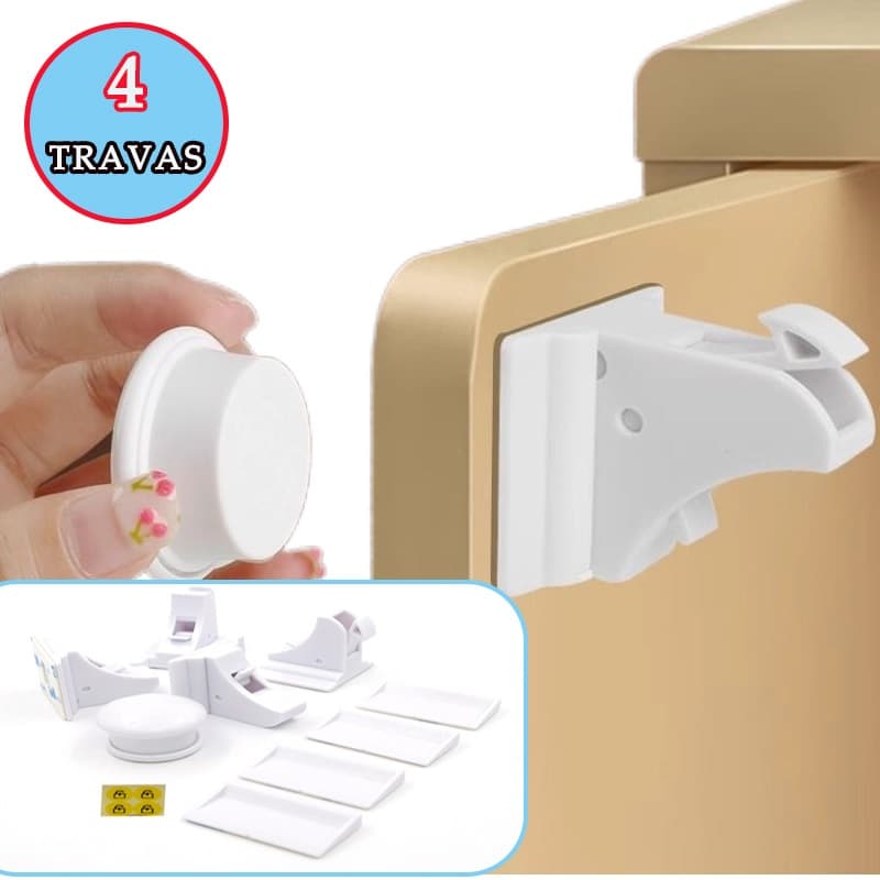 Kit de trava magnética de segurança para armários infantis (8travas + 1 chave)