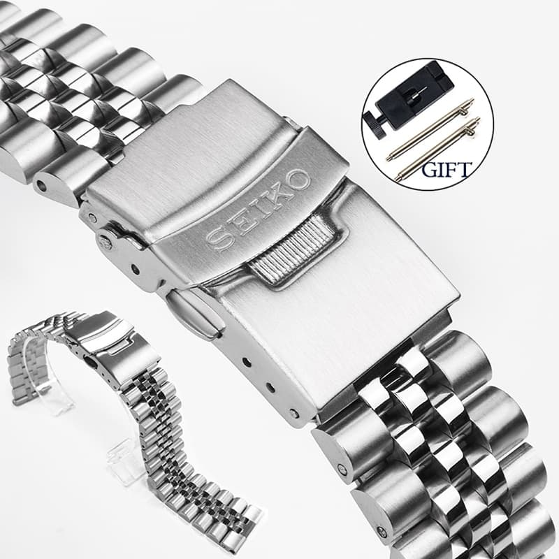 Pulseira Jubileu De Aço Inoxidável 18 19 20 21 22 23 24mm Ponta Plana Acessórios De Relógio De Metal Sólido