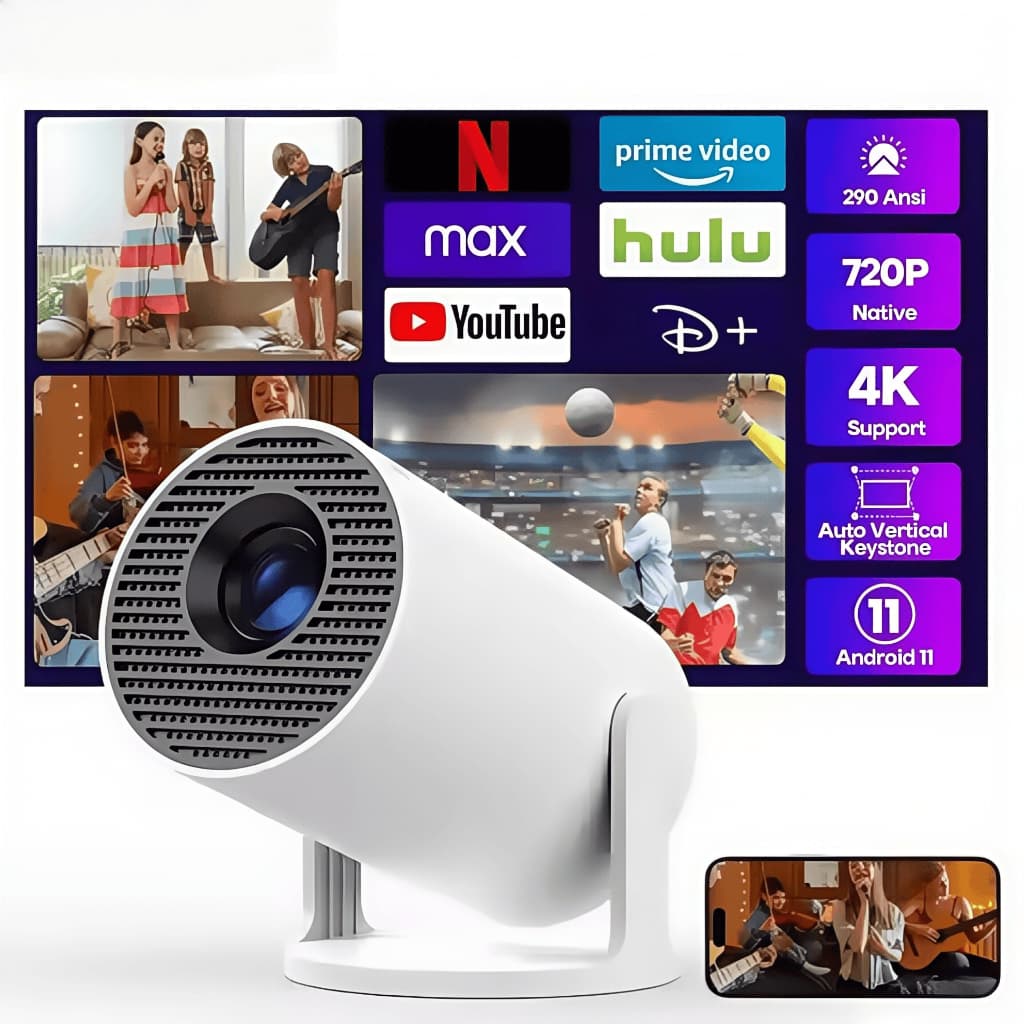 Projetor  HY300 Original Portátil Smart Android 11 4K Ultra HD HDMI Wifi Bluetooth Alto Falante Embutido