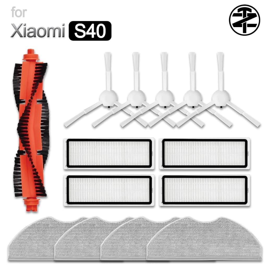 Acessórios Xiaomi Robot Vacuum S40 : Escova Principal , Lateral , Filtro HEPA , Almofada De Esfregão