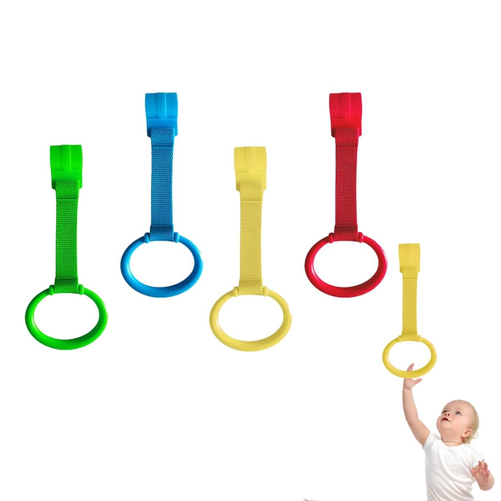 Conjunto de 4 peças Anel de Tração  para Berço  Acessório Plástico Colorido para Bebê se Apoiar