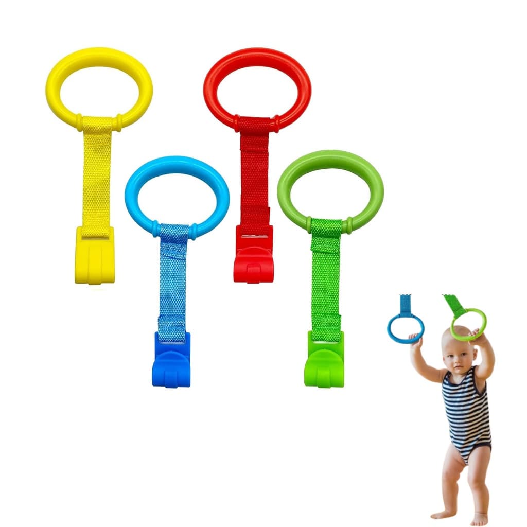 4  pcs anéis para puxar o berço acessórios de  plástico  coloridos  para apoio ao bebê