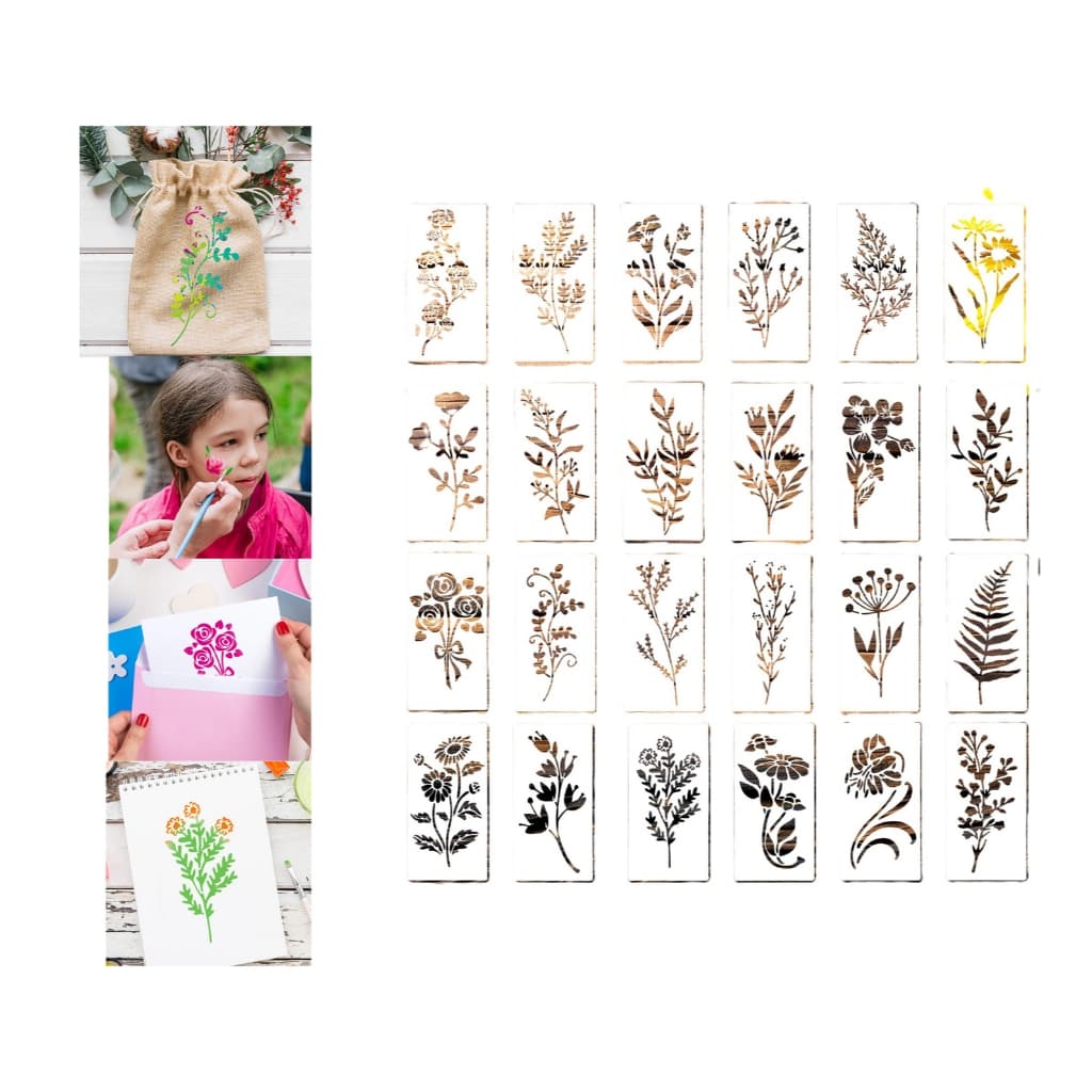 52conjunto de estêncil de folha floral decoração de parede eprojetos de artesanato moldes acéu aberto