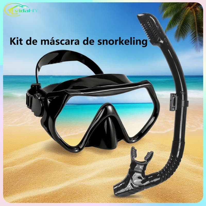 Máscara de mergulho antifumaça e kit de snorkeling, óculos de mergulho com gáspea de silicone para piscina/snorkeling