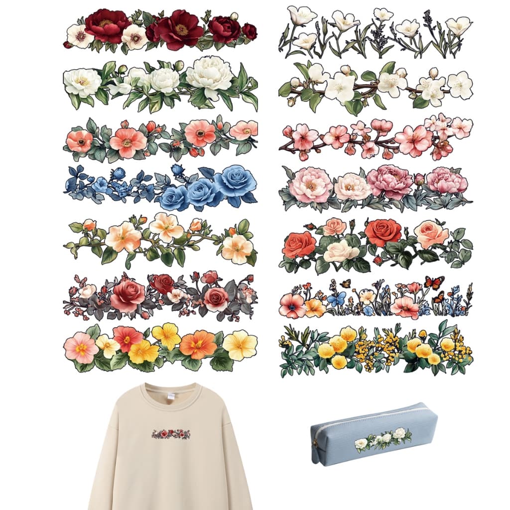 14 Unidades/Conjunto Lindos Remendos Florais Para Roupas Ferro Em Transferências 5.5 Polegadas Por Largura Flor DIY Cami