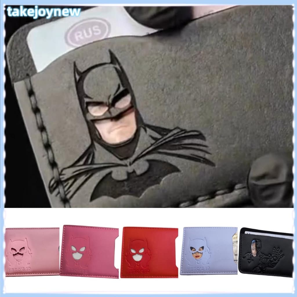 [takejoynewBR] Carteira Fina De Couro Morcego Porta Cartão De Identificação De Crédito Bolsa Capa De Dinheiro Com Super 