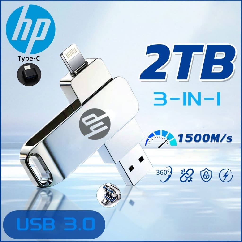 USB3.0 3 Em 1 OTG Metal Flash Drive À Prova D'água De Alta Velocidade 2 Tb/1/512 Gb U Disk Pendrive Para iPhone Disposit