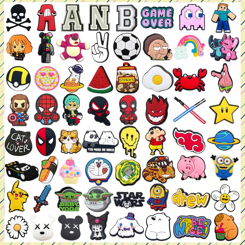 Quente 1 Pçs Moda Logotipo Sapatos Encantos Dos Desenhos Animados Pino Sapato Acessórios Decorar Chinelos Sandálias Five