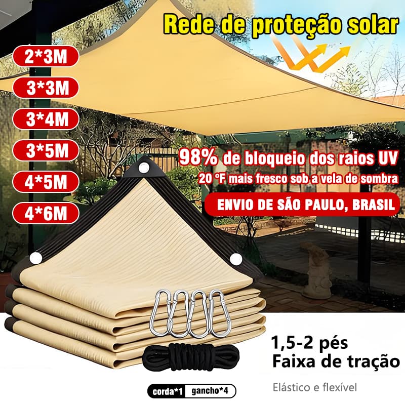 Rede de sombra (tipo aprimorado) adequada para varanda, taxa de sombreamento acima de 90%, com corda e trava de seguranç
