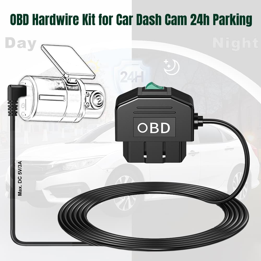 Carro DVR Hardwire Kit Obd Tipo C Adaptador Cabo De Alimentação Para Dashcam Espelho Carregador Gravador Estacionamento 