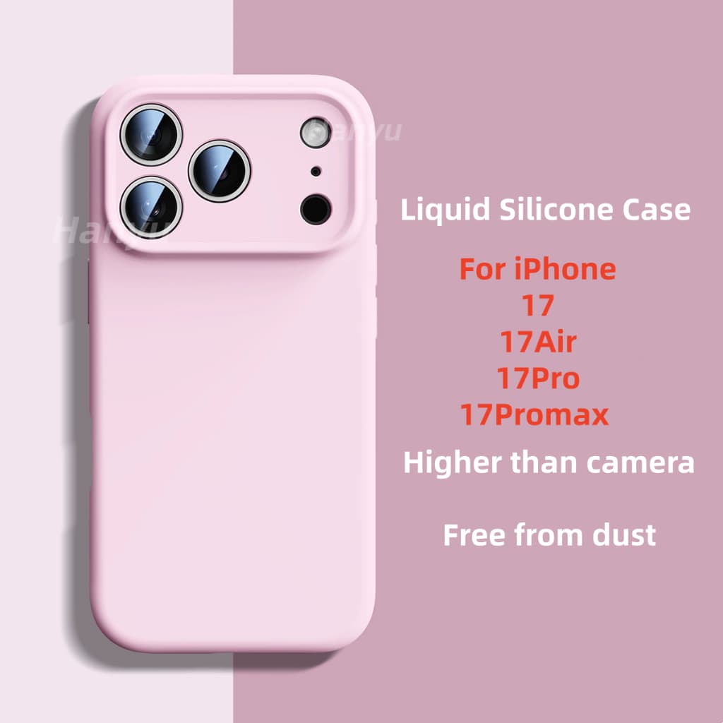 Capa De Telefone De Silicone Líquido Com Proteção De Lente Totalmente Embrulhada Para iPhone 17 16 15 Pro Max Fibra Floc