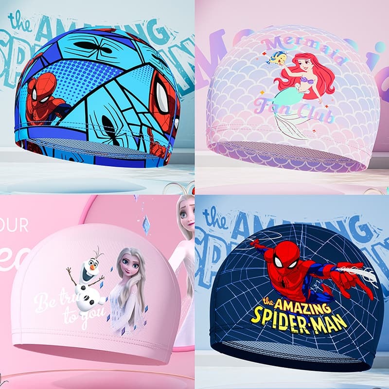 Touca de natação da Disney, masculina, feminina, à prova d'água, respirável, sem estrangulamento, estampada, revestida d