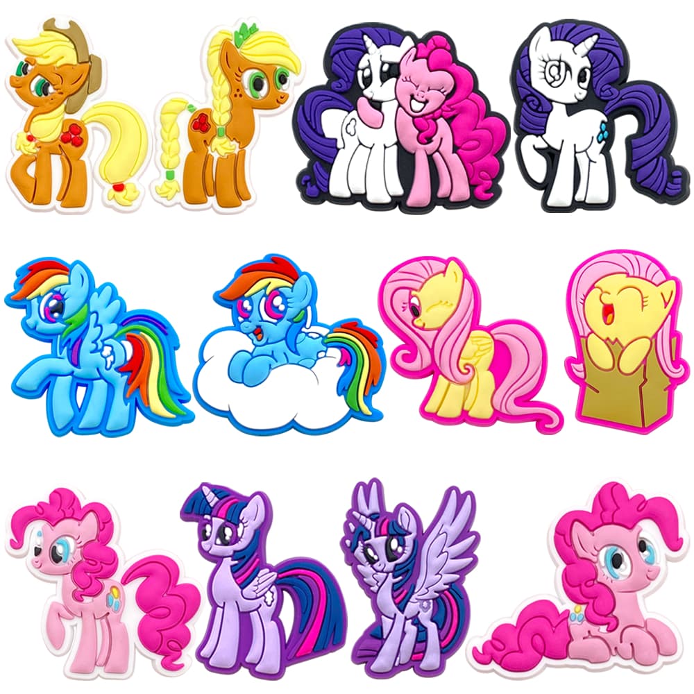 MEIDJ Encantos De Sapato 12 Cute Little Horse Padrão Decorações Acessórios De PVC Com Botão
