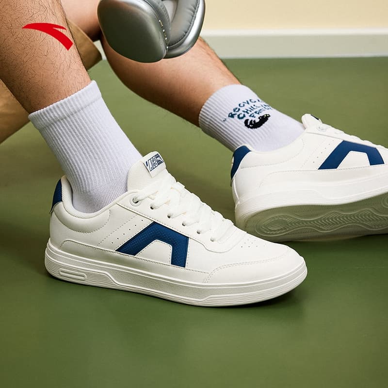 ANTA Men ACE Tênis Vibe Básico Clássico Branco Commute Campus Sapatos Casuais Elegantes 912538026