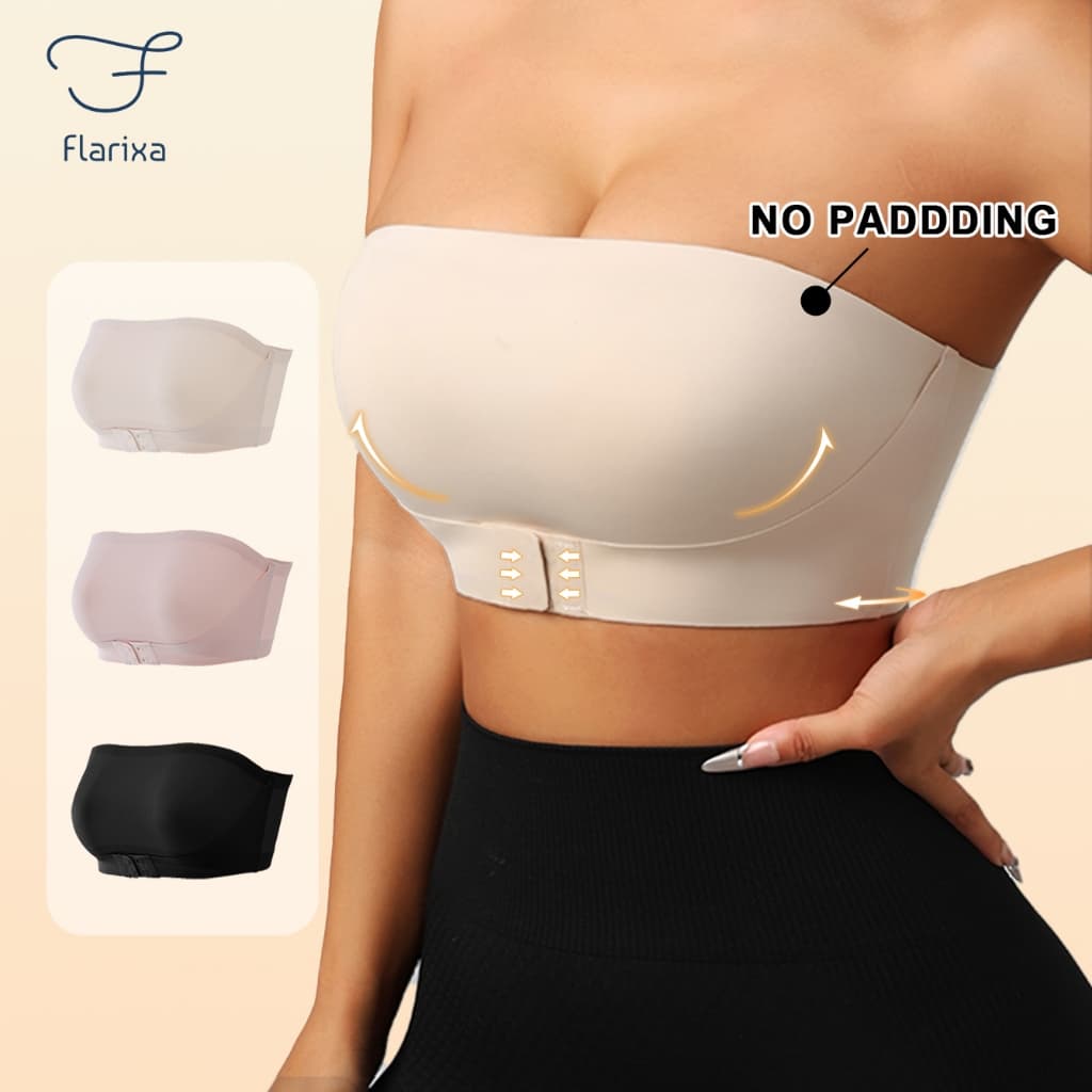 Flarixa Sutiã Acolchoado Confortável , Sem Alças De Um Ombro , Antiderrapante E Costura Fio Para Mulheres