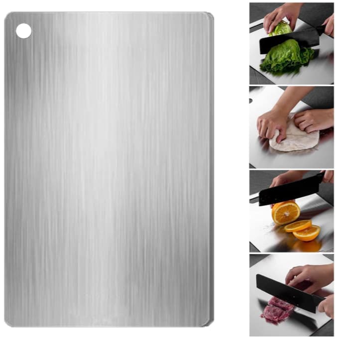 Tábua de Corte Profissional em Aço Inoxidável 304, Antimofo e Antibacteriano, Ferramenta de Cozinha