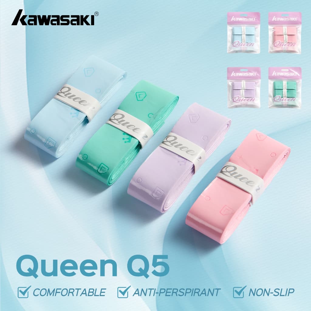 Kawasaki 3 Pçs Aperto Pickleball Paddle Grip Badminton Tênis Rainha Q5 Cola De Mão Macia Durável Faixa De Absorção De Su