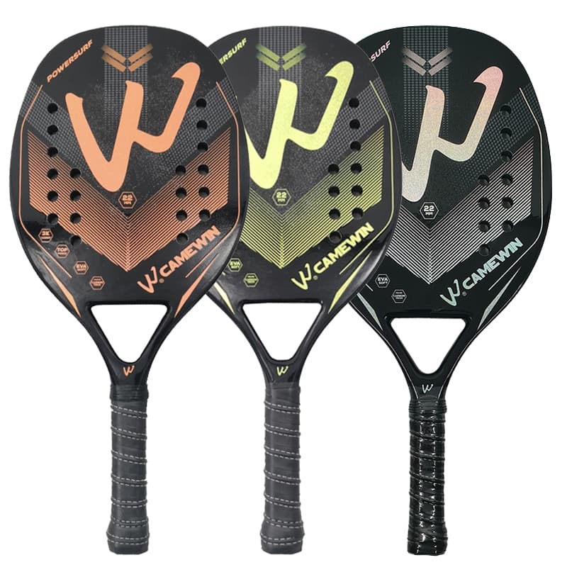 CAMEWIN 3K Fibra de carbono Raquete de tênis de praia de com superfície áspera unissex Superfície Macia novo Conjunto