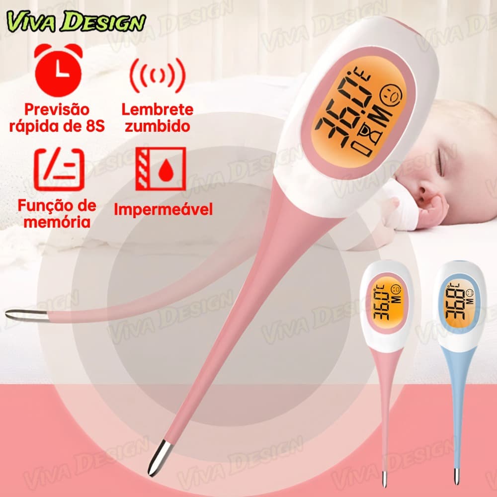 Termômetro Digital De Medição Rápida De 8 Segundos Para Adultos E Crianças , Cabeça Macia , Axilas Orais ° F/C