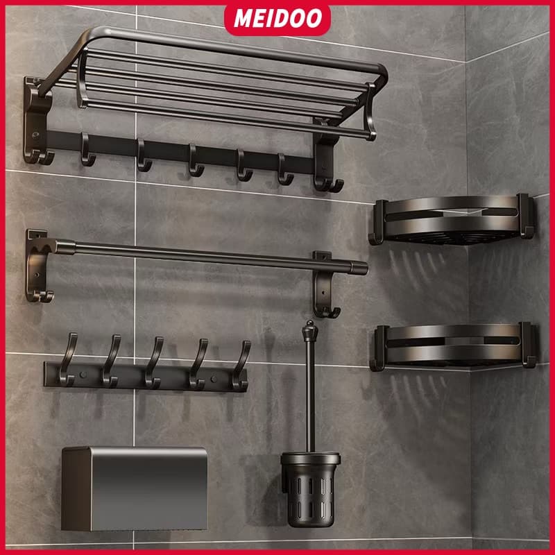MEIDOO Toalheiro Montado Na Parede De Alumínio Para Banheiro  Sem Necessidade De Perfuração