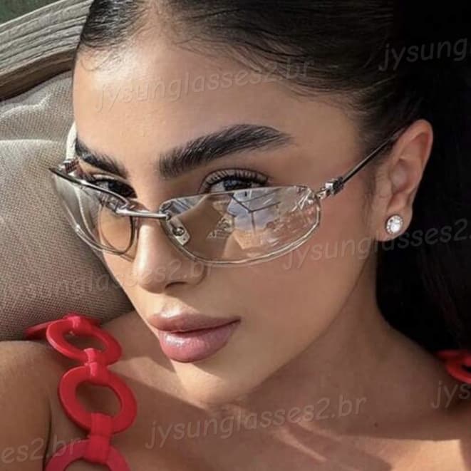 Novos Óculos De Sol Femininos High-end Metal Sem Moldura Oval Moda Estilo Y2K Resistente A UV