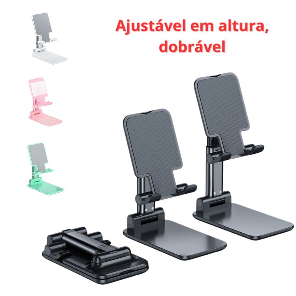 Suporte Para Celular e Tablet Dobrável Portátil Ajustável Apoio Mesa