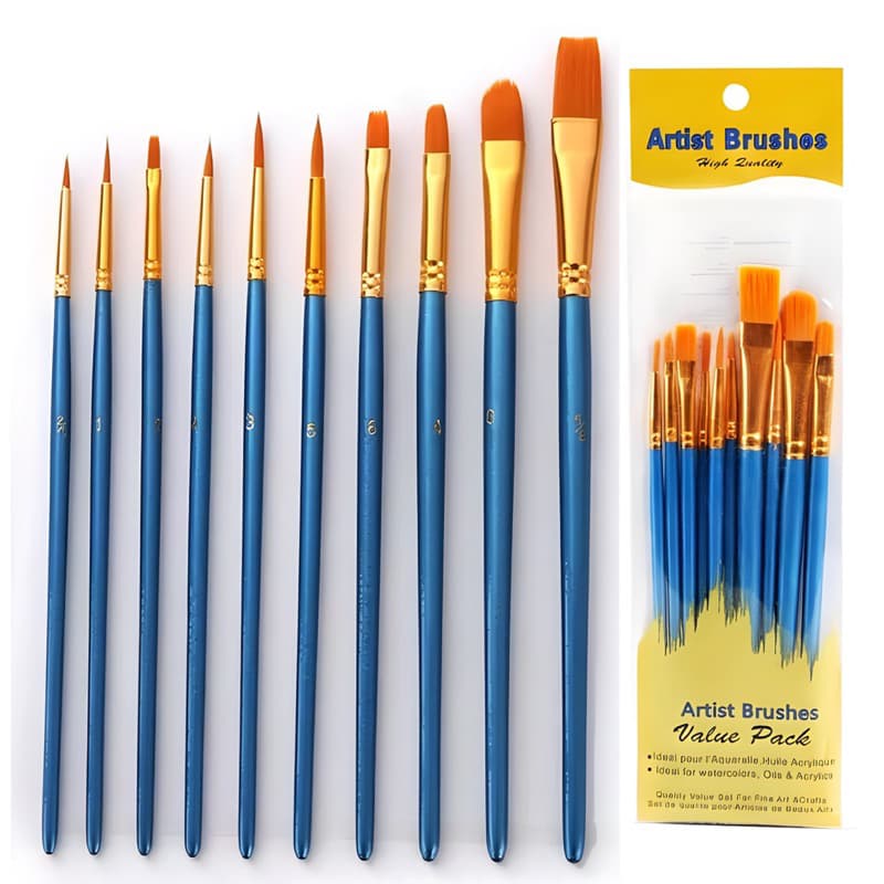 Kit com 20/10 Pincéis artísticos para pintura cerdas macias - Aquarela, Guache, Óleo, Acrílica
