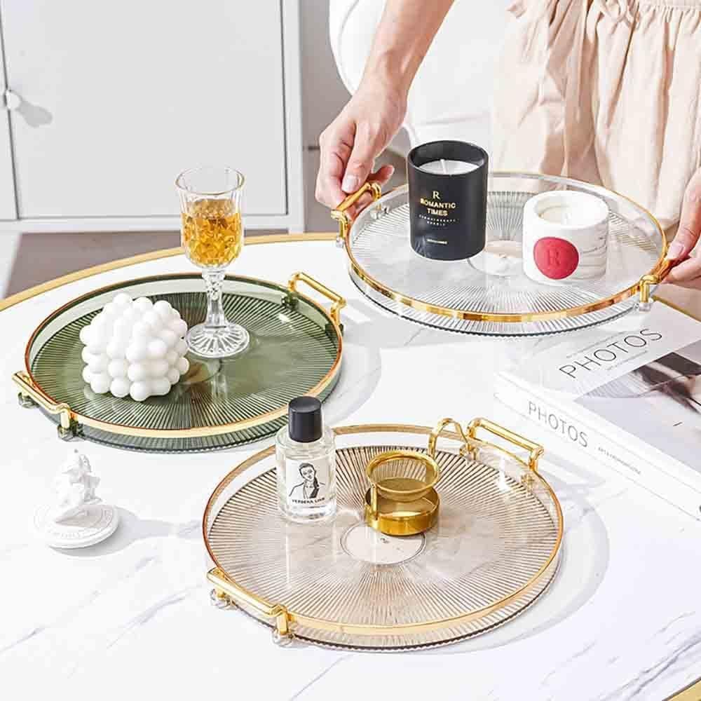 Bandeja Nórdica com Detalhes em Dourado - Para Organizar e Servir | Presente Decorativo, Bandeja de Café, Alça Confortáv