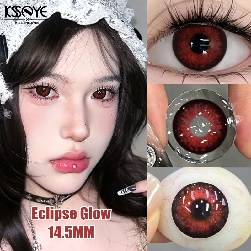 Lente De Contato KSSEYE 2pcs Cosplay Vermelha De 14.5 Mm Com Grau (0 ~-8.00 Graus) Maquiagem Para Os Olhos De Halloween 