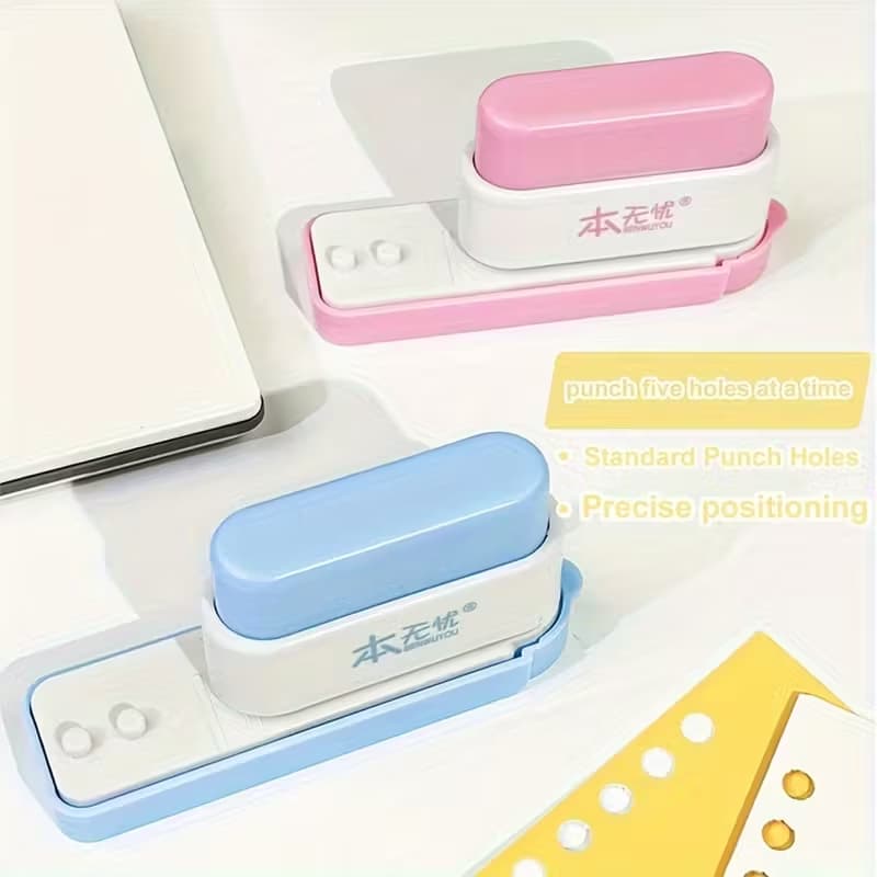 Perfurador de 5 furos multifuncional pequeno portátil anel perfurador de cartão de papel perfurador poroso