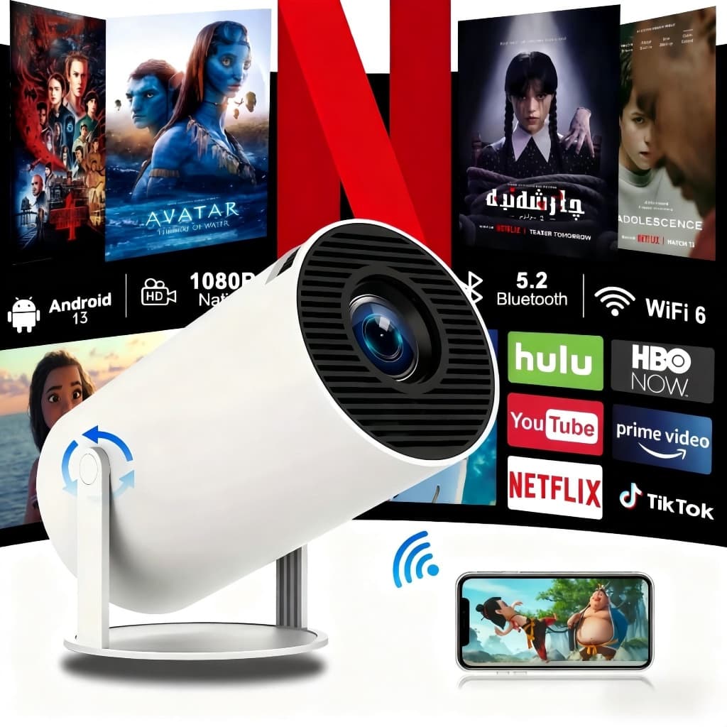 Projetor HY300 Original Portátil Smart Android 11 4K Ultra HD HDMI Wifi Bluetooth Alto Falante Embutido TUDO