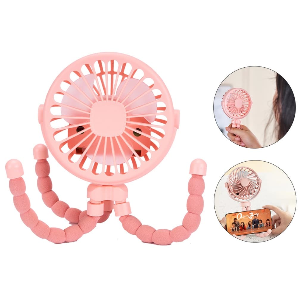 Ventilador De Resfriamento Portátil Polvo USB Recarregável Minifan Silencioso Tripé/Ventilador para carrinho de bebê