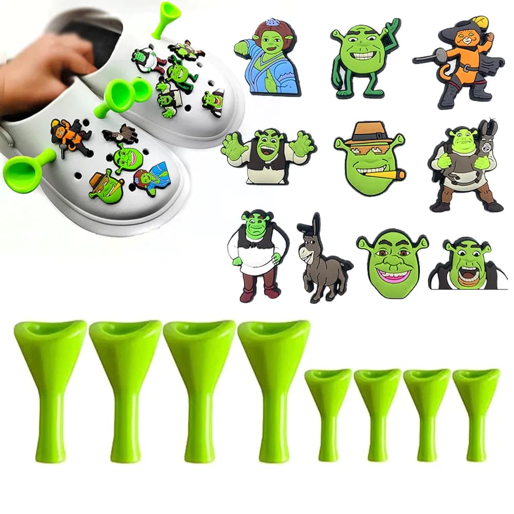 Novidade 1 Peça Shrek Decoração De Desenho Animado Charme Acessórios De Sapato Faça Você Mesmo Tamancos Sandálias Sapato