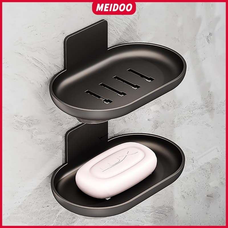 MEIDOO Porta-sabonete de alumínio, caixa de sabão com dreno, montagem na parede sem perfuração