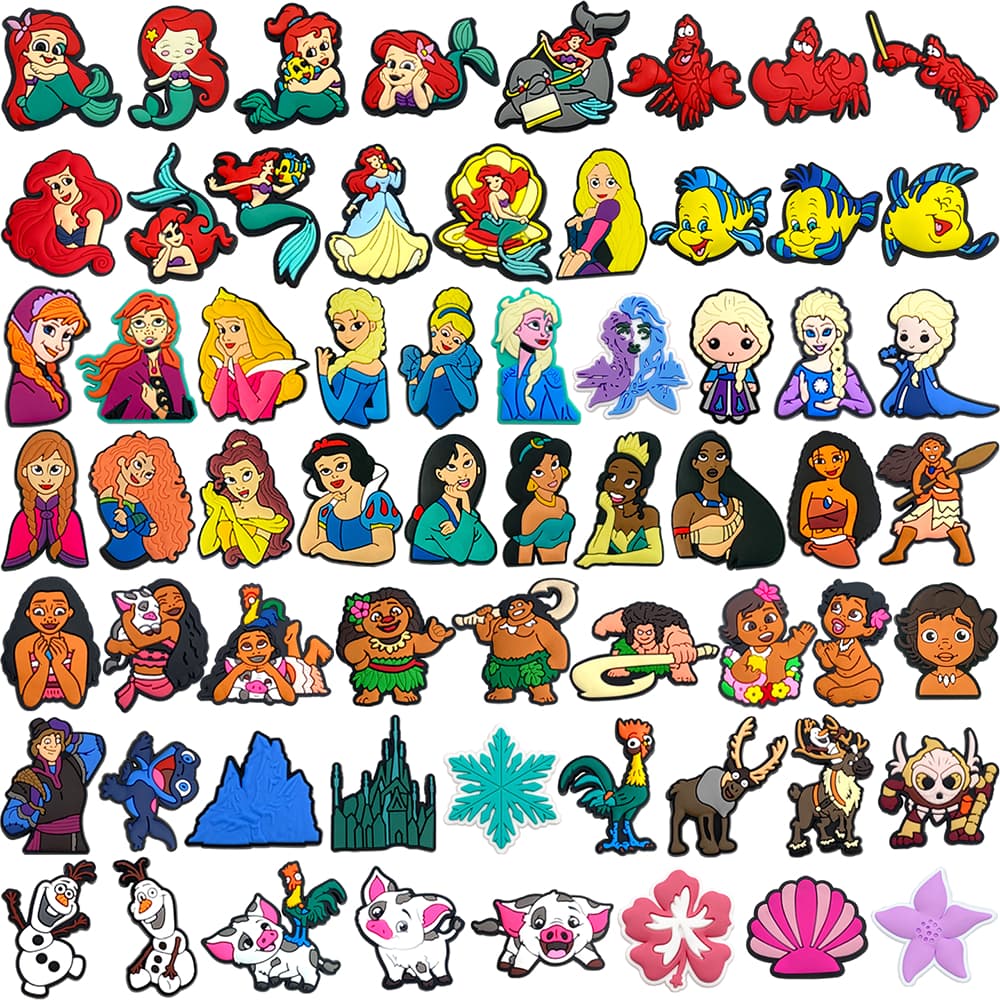 63 Estilos De Desenhos Animados Princesa MEIDJ Sapato Encantos Sandálias Pingente Botão Tamanco Pinos Presentes Para Ami