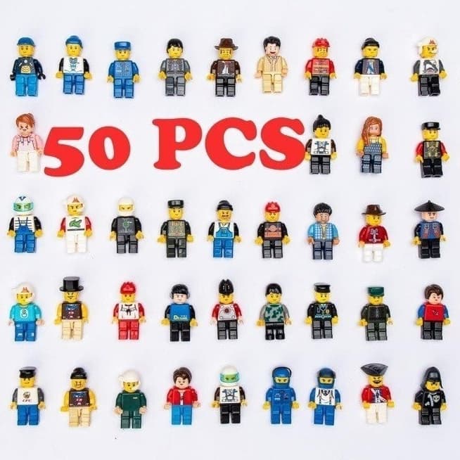 50pcs Compatível com Peças de Minifiguras LEGO, Figuras de Ação, Brinquedos, Pacotes Mistério (Inclui 50 Aleatórios) WDF