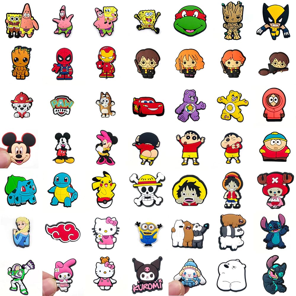 1 Pçs Bonito Personagem Dos Desenhos Animados Sapatos Encantos DIY Tamancos Sapato Aceessories Caber Sandálias Pino Chin