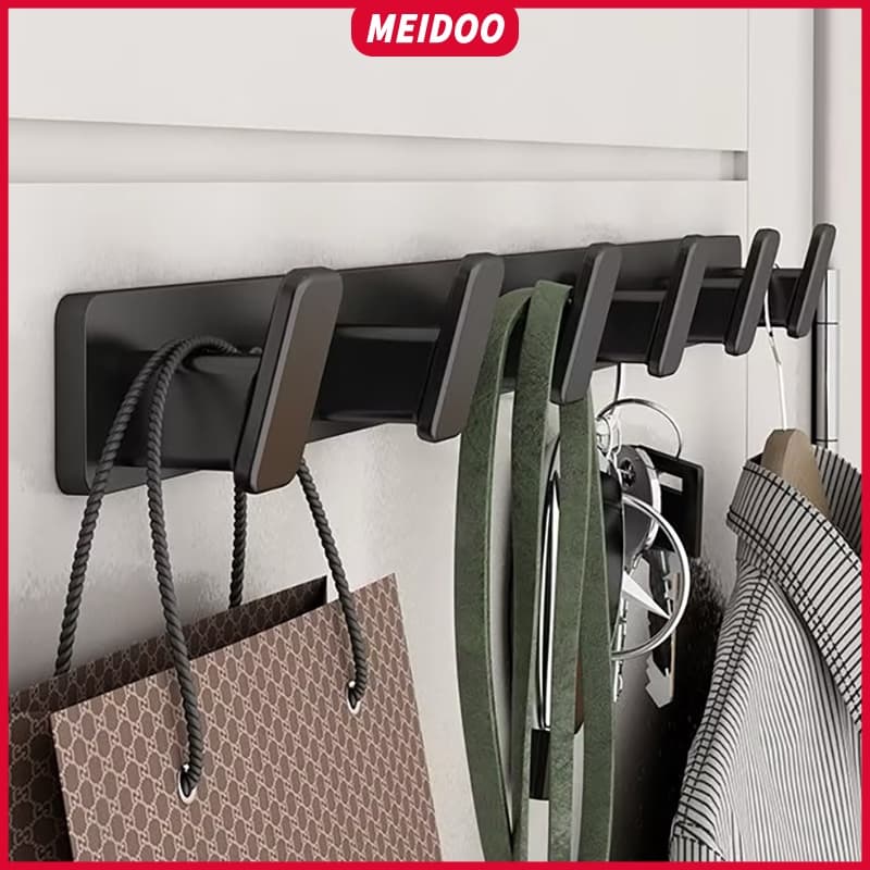 MEIDOO Gancho de roupa de alumínio, cabide, gancho, sem perfuração, montagem na parede