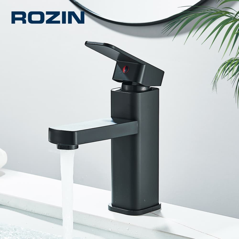 Torneira Banheiro De Aço Inoxidável Para Bancada , Mista De Água Quente E Fria , Preta/Cromada