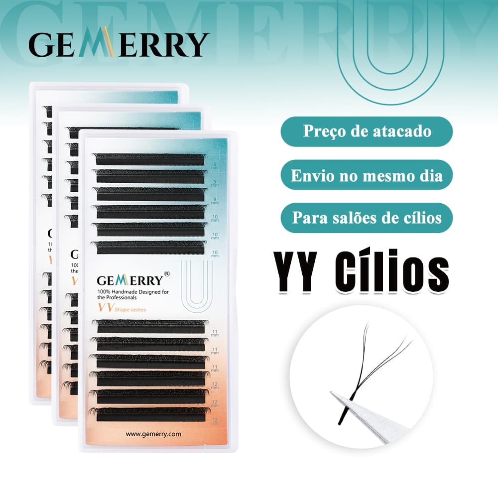 GEMERRY YY 3D 5D 6DW Cílios 12 Linhas 0.07 C D  Double Volume Brasileiro Olho De Cilios Para Extensão Lash Designer L