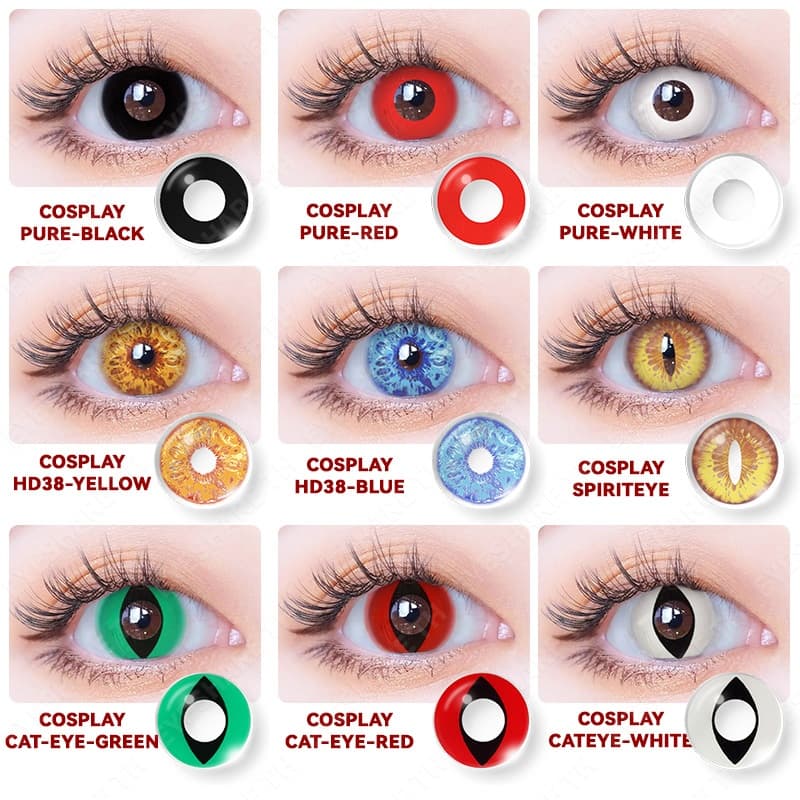 Eyeshare 2 Peças Lentes De Contato Coloridas De halloween anime cosplay Multicoloridas Branco Preto Vermelho Envio Rápid